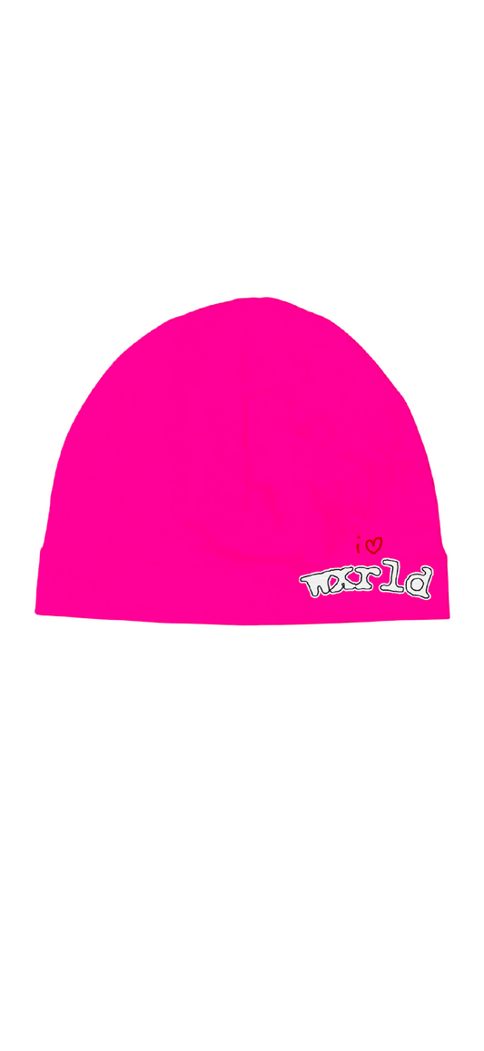 "I Love Wxrld" Pink Skull Cap